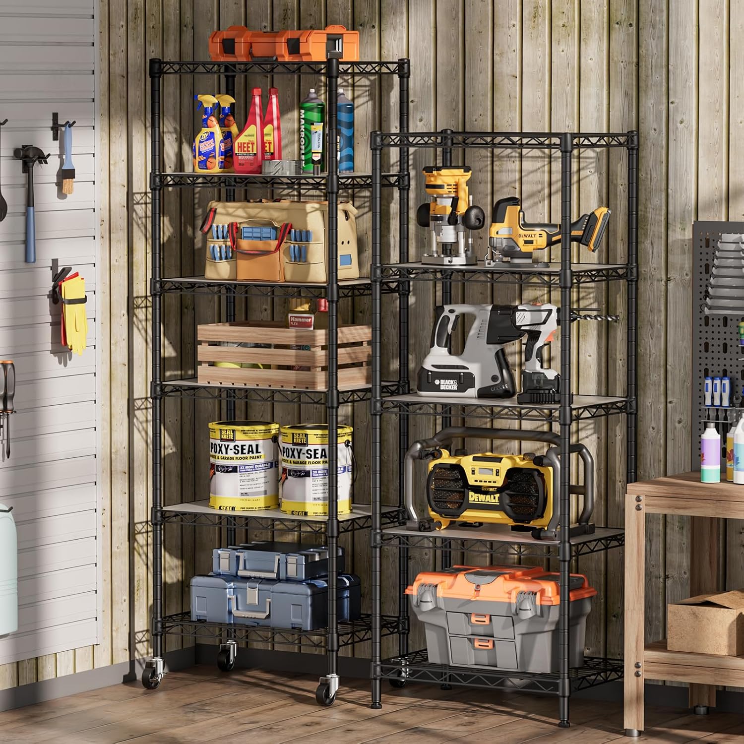 SINGAYE 5 Small Wire Shelves Kitchen Pantry Close Home Organizers and Storage Bathroom Shelf Laundry Room Organization Adjustable Book Metal Garage Shelving Unit - Image 2