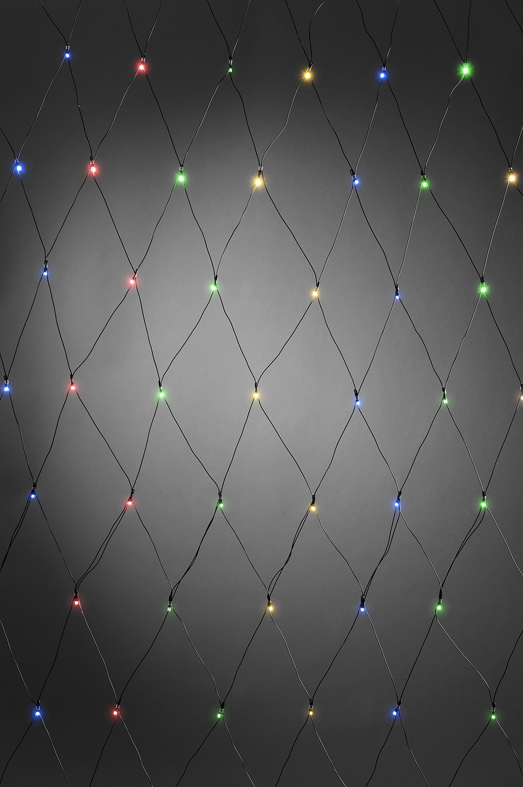 Konstsmide LED Lichternetz, mit 6h Timer und Multifunktion, 240 bunten Dioden, batteriebetrieben, Außen (IP44), schwarzes Kabel, 4 x D 1.5V (exkl.) - 3726-500