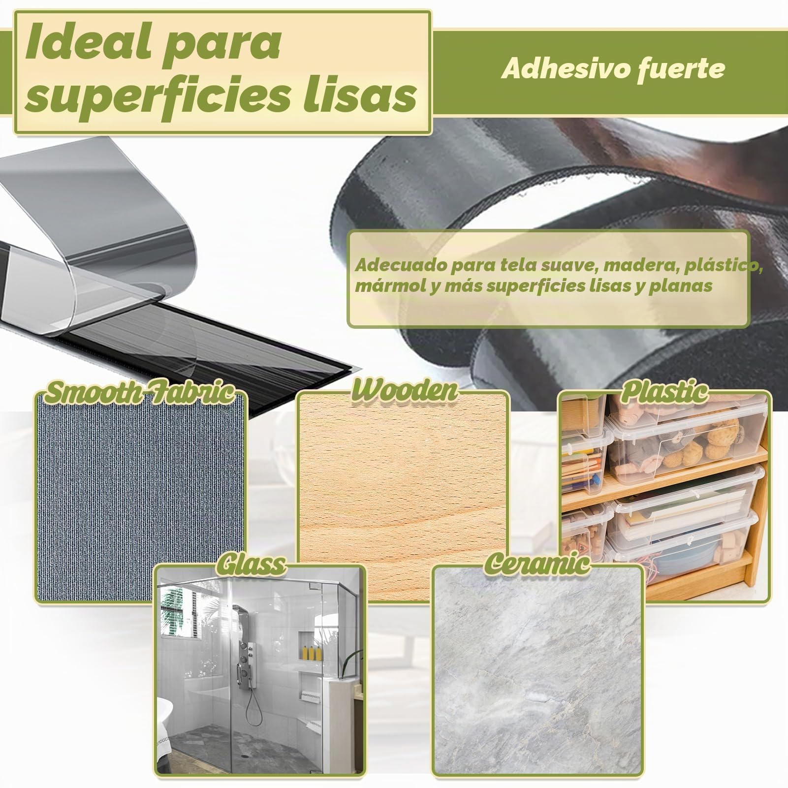 TEUVO Cinta adhesiva antideslizante 11 cm x 10 m para sofá, colchón y muebles, hogar y oficina