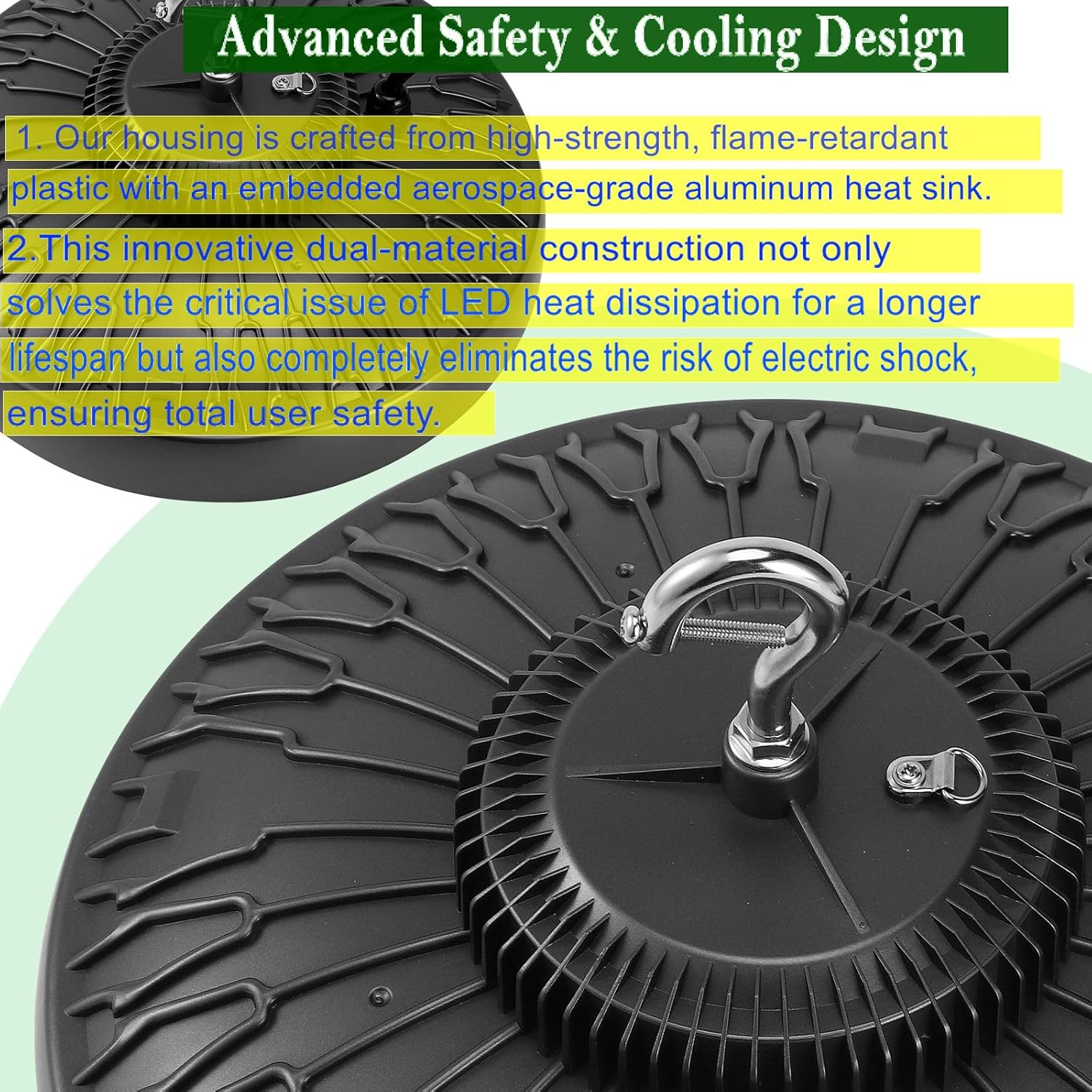 2 Pack 400W UFO LED High Bay Light, 60000LM 5000K Daylight, Replaces 1600W MH/HPS, for Warehouse, Workshop, Gym, Stadium, Industrial & Commercial Lighting Non-dimmable
