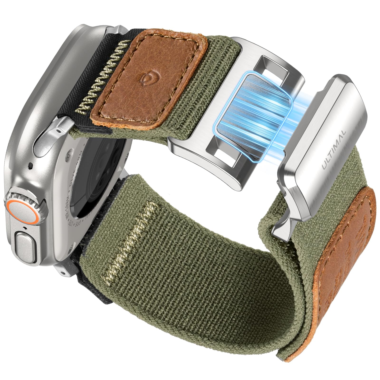 Bracelet magnétique compatible avec Apple Watch 46 mm, 49 mm, 42 mm, 44 mm, 45 mm, 41 mm, 40 mm, 38 mm, bracelet de rechange en nylon extensible pour iWatch Series 11, 10, 9, 8, 7, 6, 5, 4, Ultra 3, 2