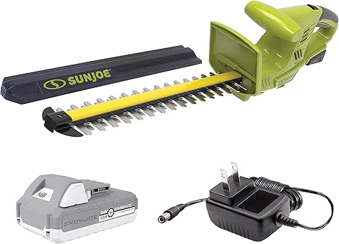 Review Sun Joe 24V-HT18-LTE 24V 2.0Ah 18-in Cordless Handheld Hedge Trimmer 5/8″ Cutting Capacity, Blade, Kit (w/ 2.0 Ah Battery + Quick Charger)