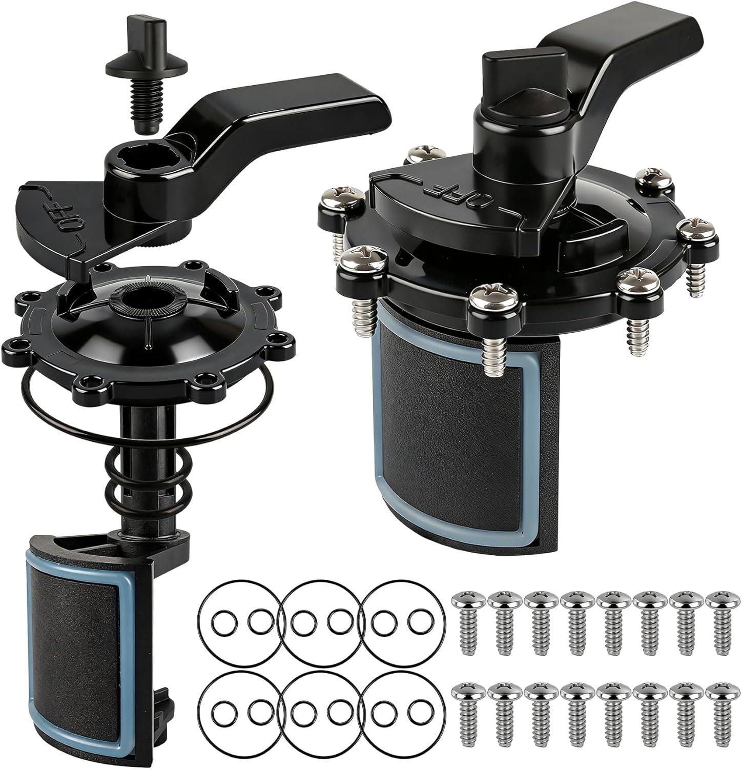 2-Port/3-Port Pool Valve Rebuild Compatible with Jandy 2-way/3-way 4717,4716,4715,1154,1157,2875,2876 Valve and Gray Includes Handle 7433,Diverter Valve 4720,Valve Cover 4606,R0547600 Screws (2 PACK)