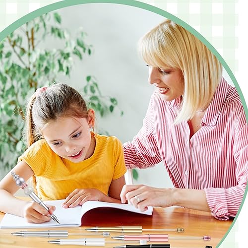 Miniatura 6 de Crtiin 50 bolígrafos de plástico con cuentas de tinta a granel, bolígrafos de bricolaje para hacer manualidades, regalos, suministros de oficina