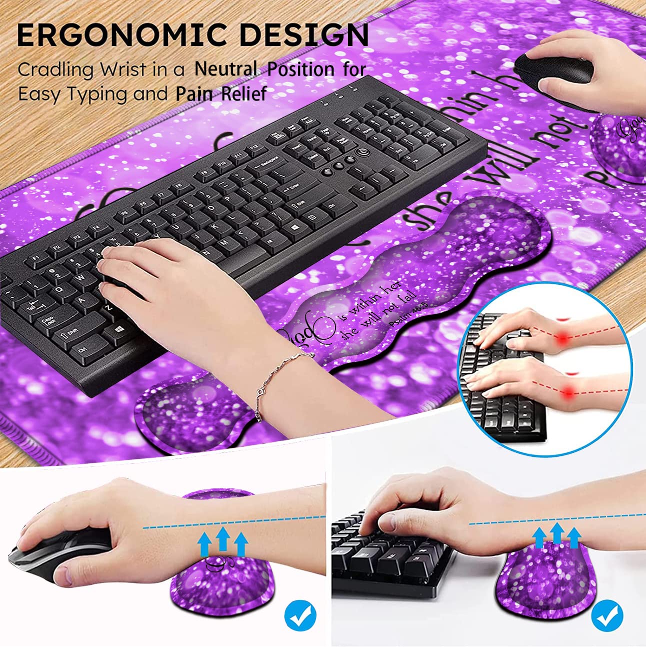Purple Gaming Mouse Pad with Wrist Rest - FREE SHIPPING -5