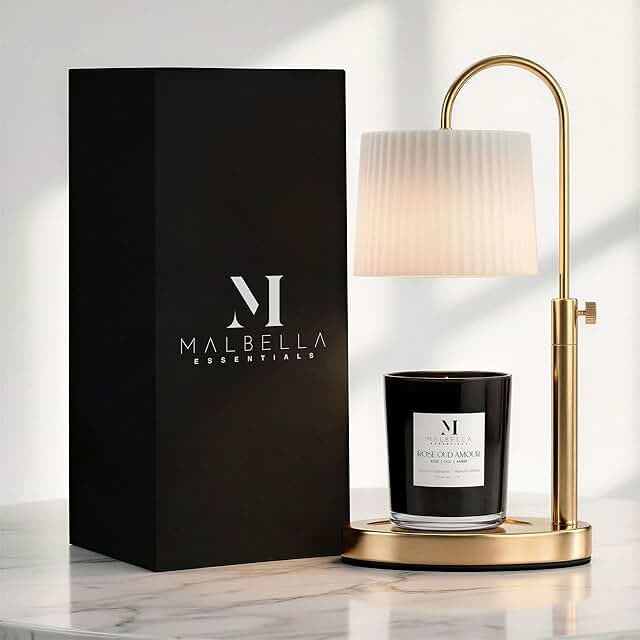 Dimmable Glass Candle Warmer Lamp with Timer - Adjustable Height Candle ...