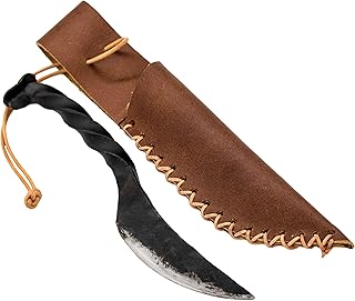 Mythrojan Twisted Railroad Spike Knife Hand Forged Rail Knife with Sheath - Mythrojan