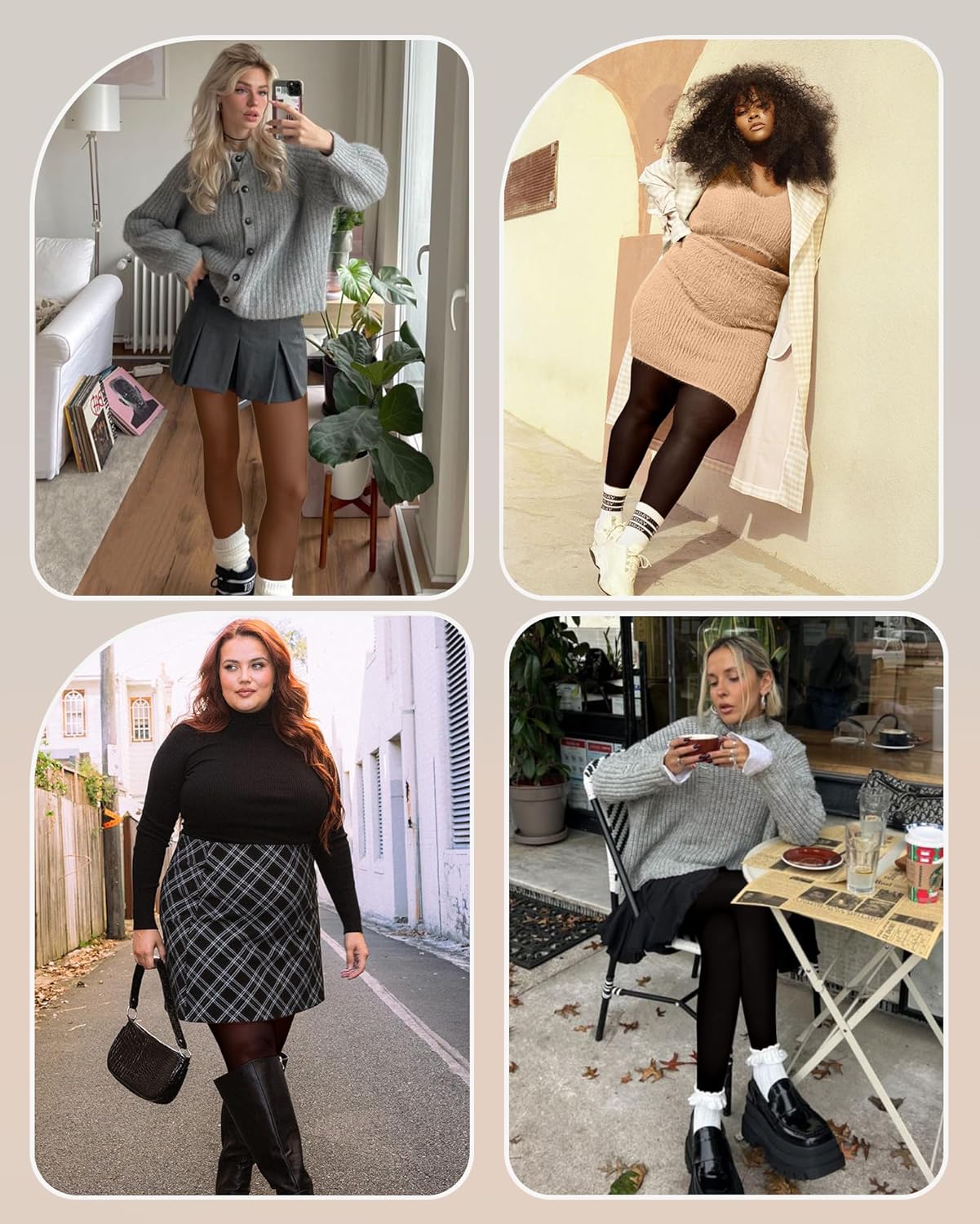 OEAK Womens Fleece Lined Tights Fake Translucent Pantyhose Thermal Opaque High Waisted Winter Legging Footed Sheer Tights - Image 6