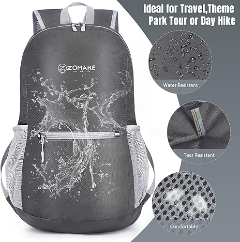 Miniatura 106 de ZOMAKE Mochila ultra ligera y compactable Mochila de senderismo resistente al agua, Mochila pequeña Mochila de camping al aire libre plegable y Azul