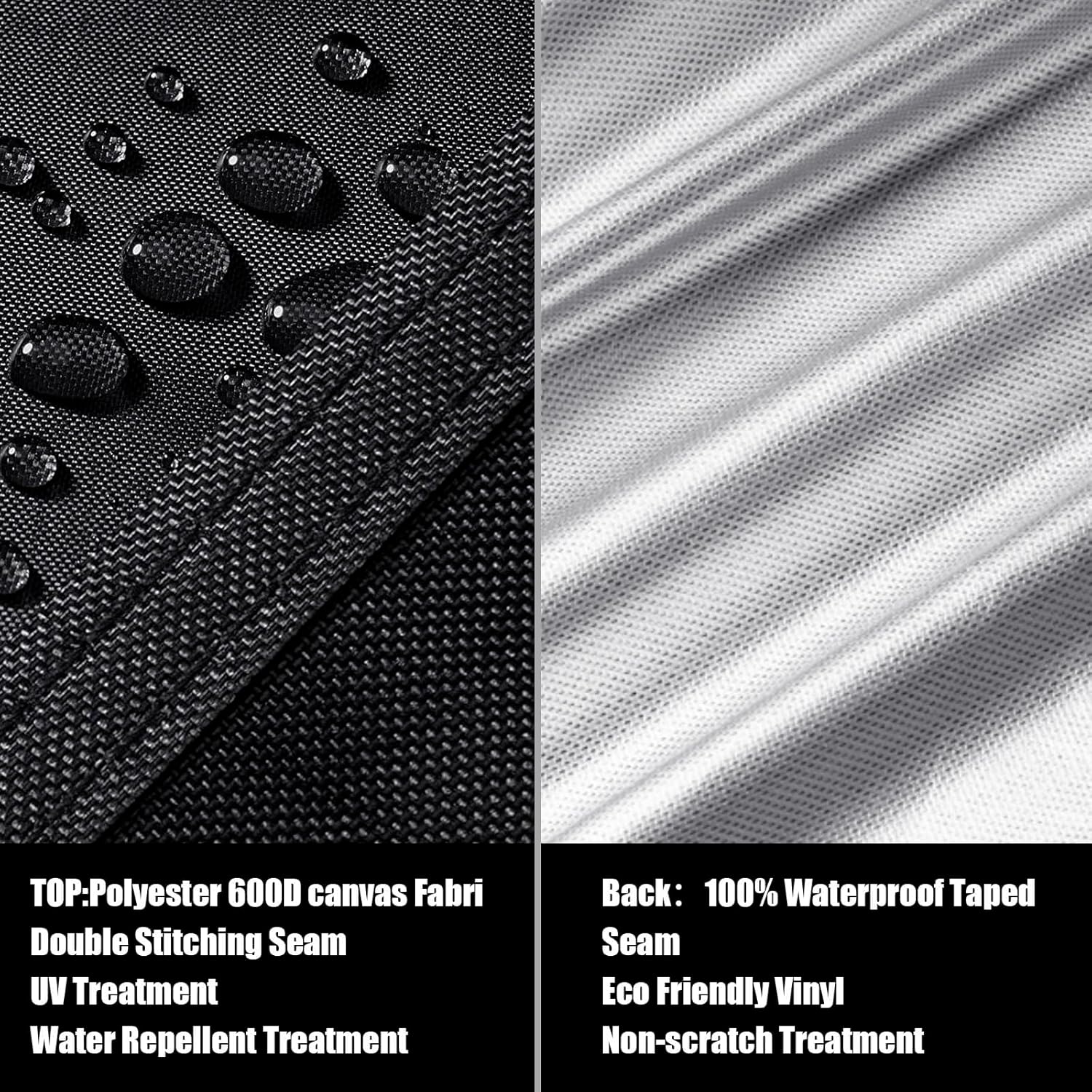 Garden Furniture Covers Waterproof Patio Furniture Covers for All Weathers, Heavy Duty 600D Oxford Fabric Rectangular Windproof Anti-UV Outdoor Table Covers【Black】(127.95" Lx70.87 Wx27.95 H)