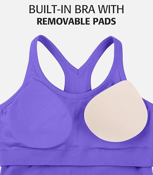 ATTRACO Ribflex 2 Pack Workout Tanks for Women Seamless Black Purple M by ATTRACO - Used condition - Image 4