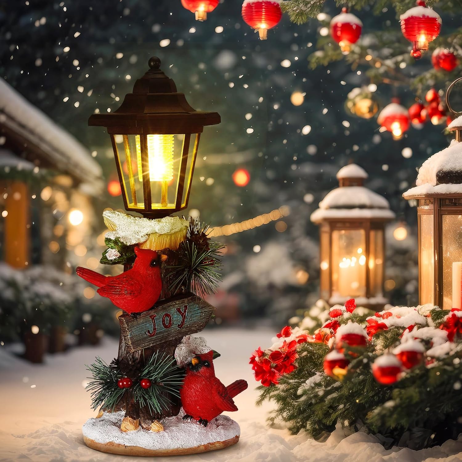 Roowest Solar Cardinal Joy Outdoor Statues Lighted Christmas Garden Decorations Unique Gifts for Women Mom Grandma Yard Lawn Porch Patio Balcony Decor