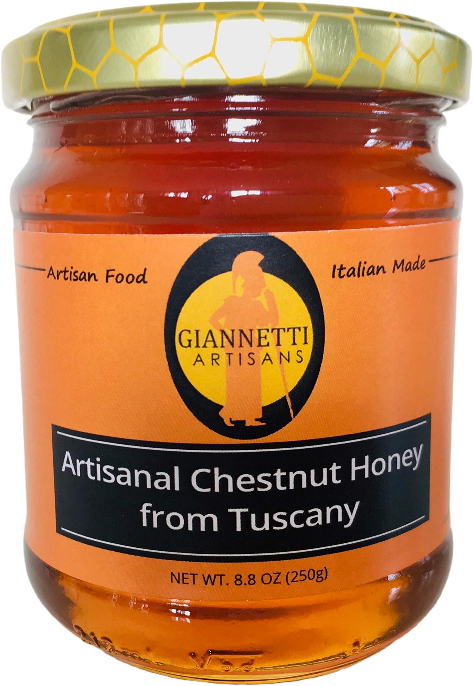 Giannetti Artisans Unpasteurized Chestnuts Honey from Tuscany, Italy - Artisan Produced 8.8 oz (250g)