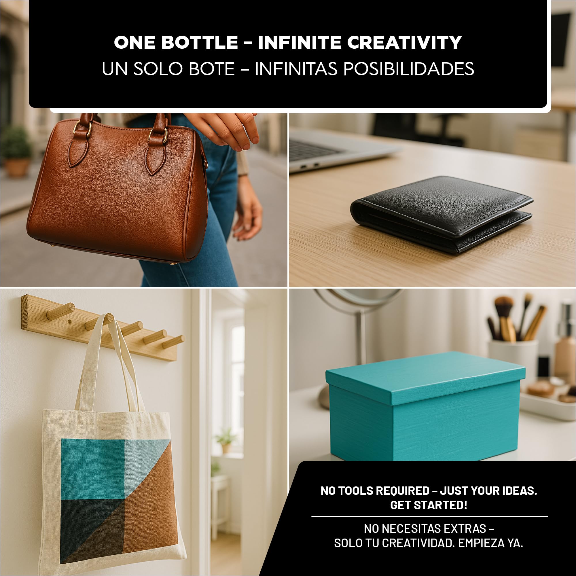 LM-Kreativ Colore della Pelle 4 x 50 ml - Nero, Bianco, Marrone, Azzurro per Scarpe e Borse
