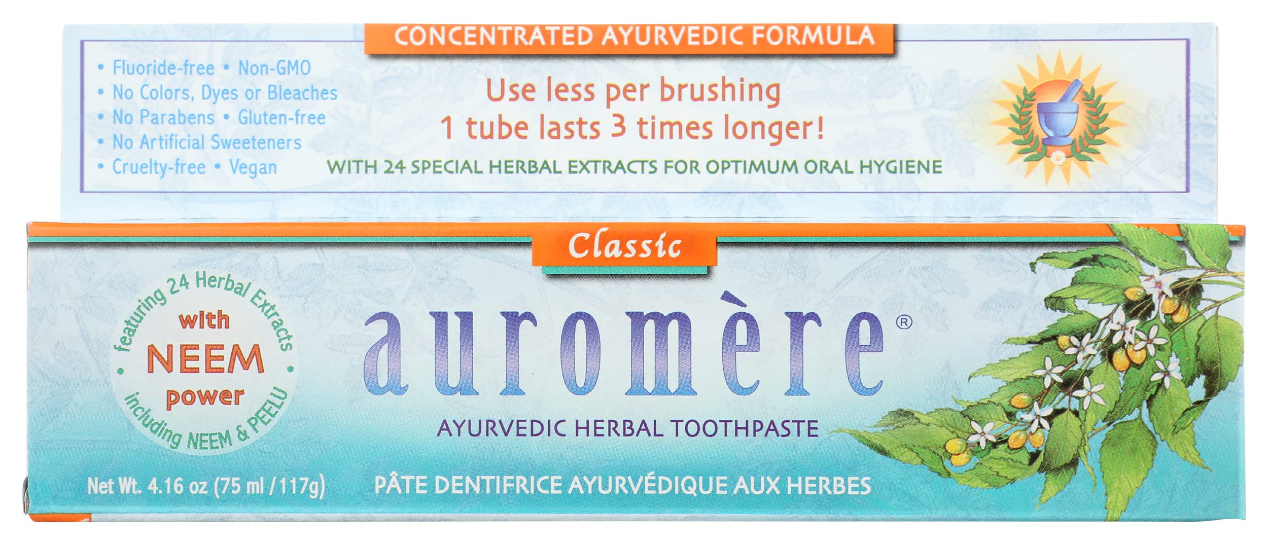 Auromere Ayurvedic Classic Licorice Herbal Toothpaste Fluoride Free Gluten Free 4 16 Ounce Pack of 3