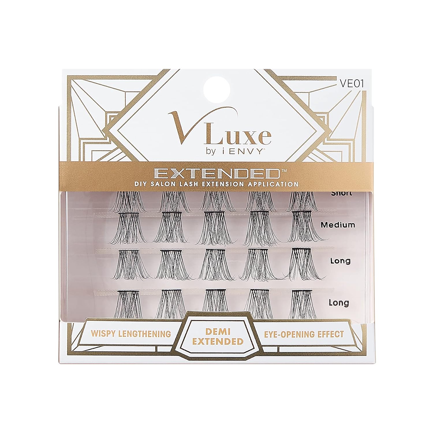 VLuxe Extended Collection: DIY Eyelash Extension Demi Extended - Featherlight Synthetic Reusable Artificial Eyelashes Multipack Lash Clusters