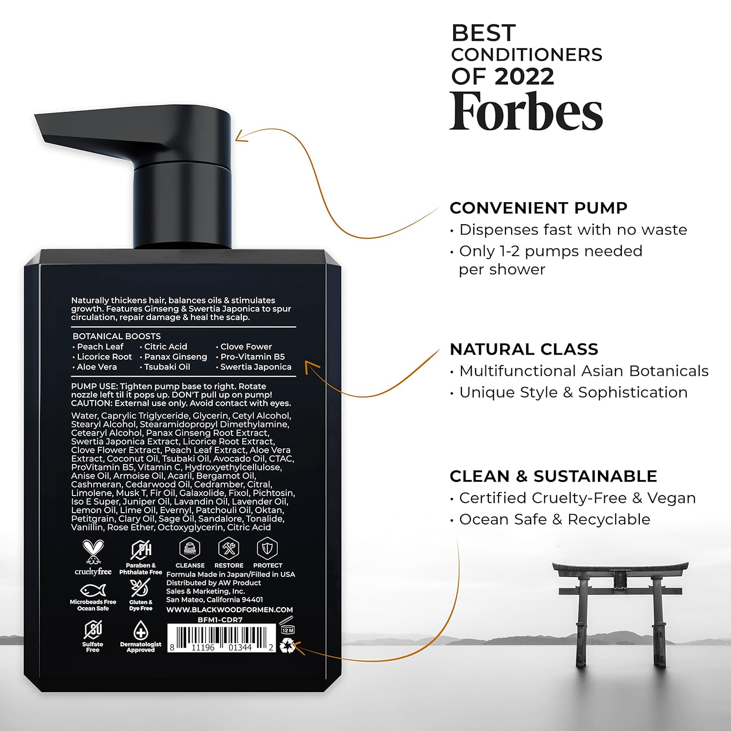 Blackwood For Men Active Man Daily Shampoo (7 Oz), Conditioner, & Pure Moisture Body Wash (7 Oz) Bundle - Men's Thickening Formula for Hair Loss & Dandruff - Sulfate, Paraben, & Cruelty Free