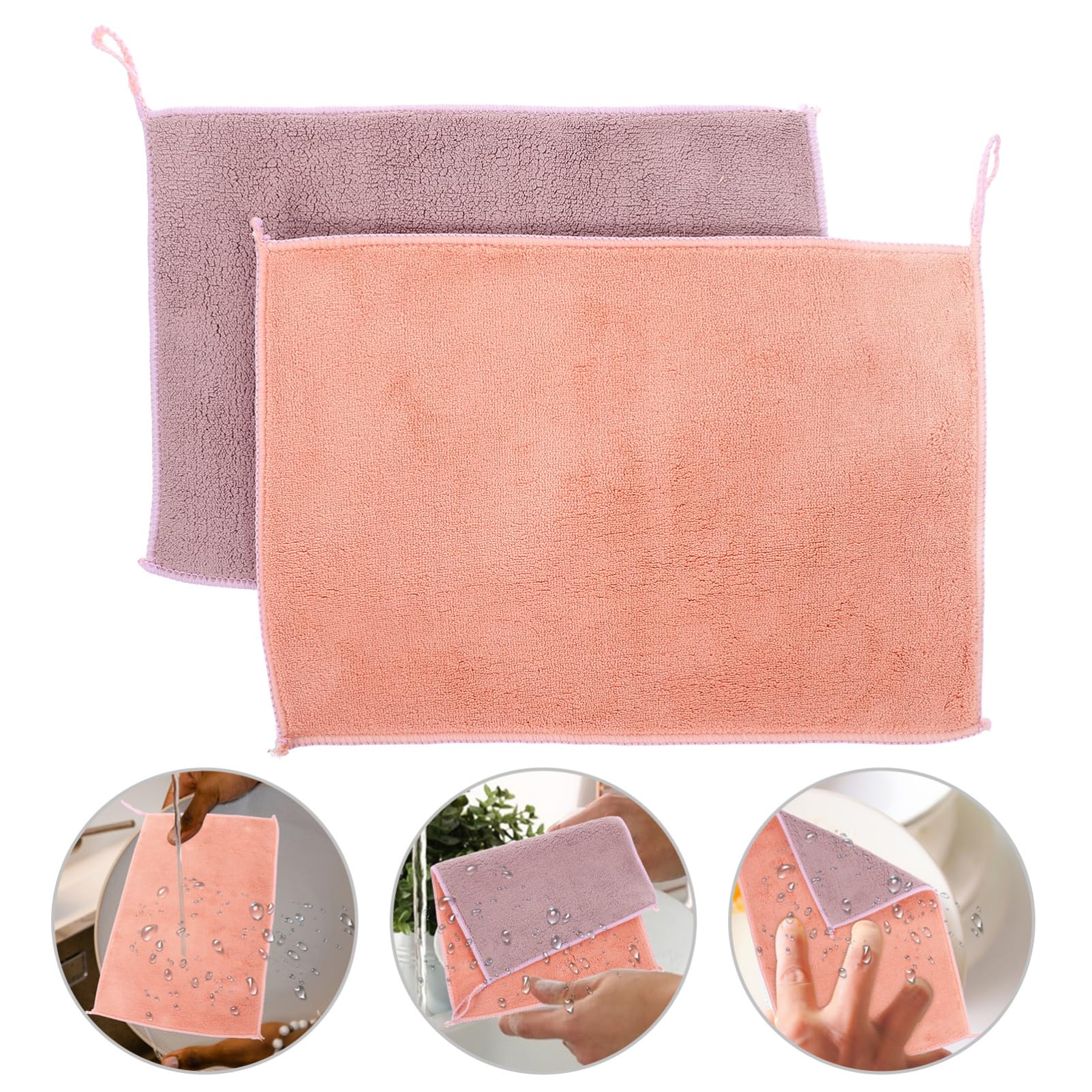 NOLITOY Dish Cleaning Towels, 2pcs Kitchen Scouring Pad, Dish Scrubber, Anti-grease Plate Towels, Absorbent Cleaning Sponge, Cleaning Towel, for Dishes Kitchen Scrubbers