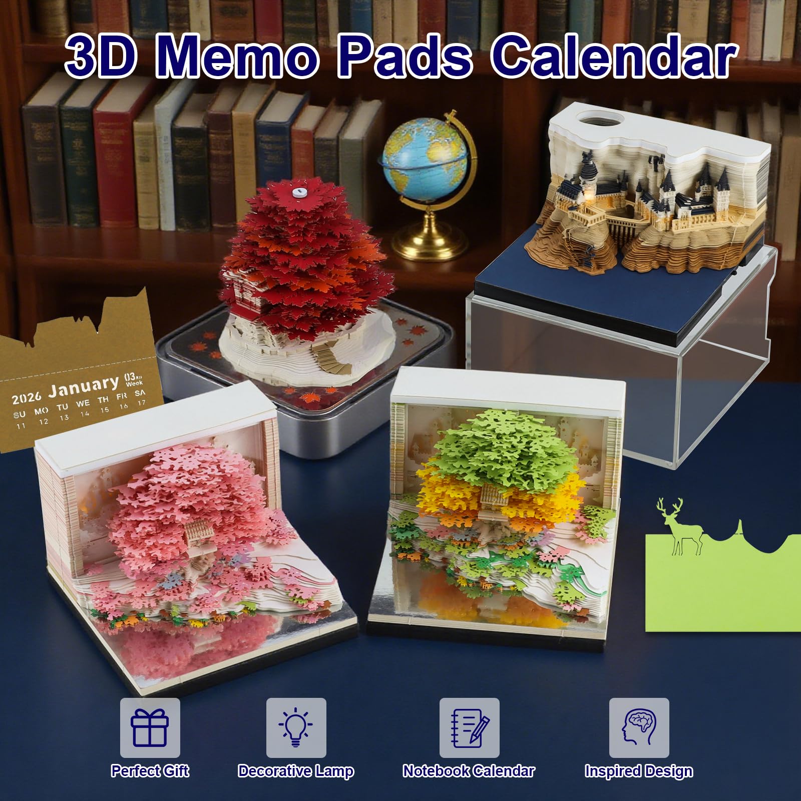 Calendrier Artistique 3D 2025, Bloc-notes 3D, Sculpture De Calendrier