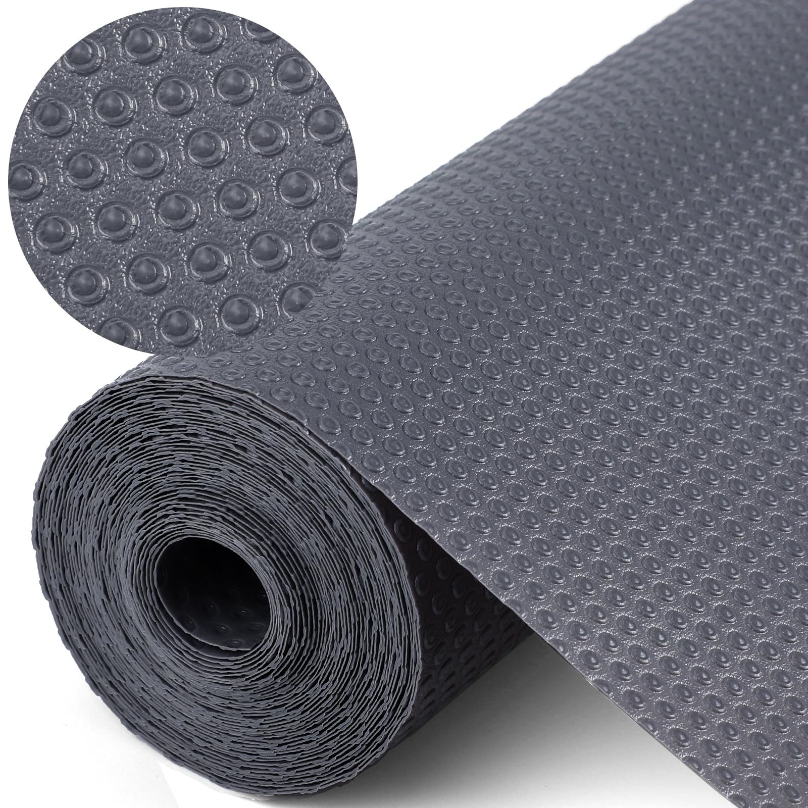 Dntorx Drawer Mat, Non-Adhesive, 35 x 600 cm, Anti-Slip Mat for Drawers with 70 Double-Sided Adhesive Dots, EVA Waterproof Shelf Paper for Shelves, Kitchen Drawers, Fridge (Grey)