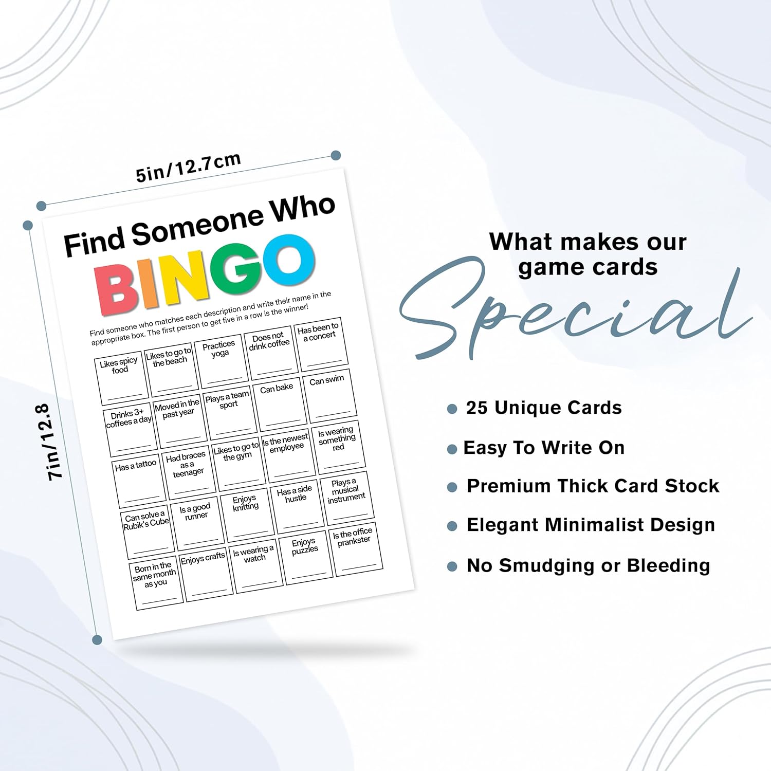 Office Bingo Cards, 25 Unique Randomized 5x7 Sheets, Get to Know You Bingo Game for Adults, Ice Breaker Office Party Games, Team Building Games for Work, High Replay Value - A03