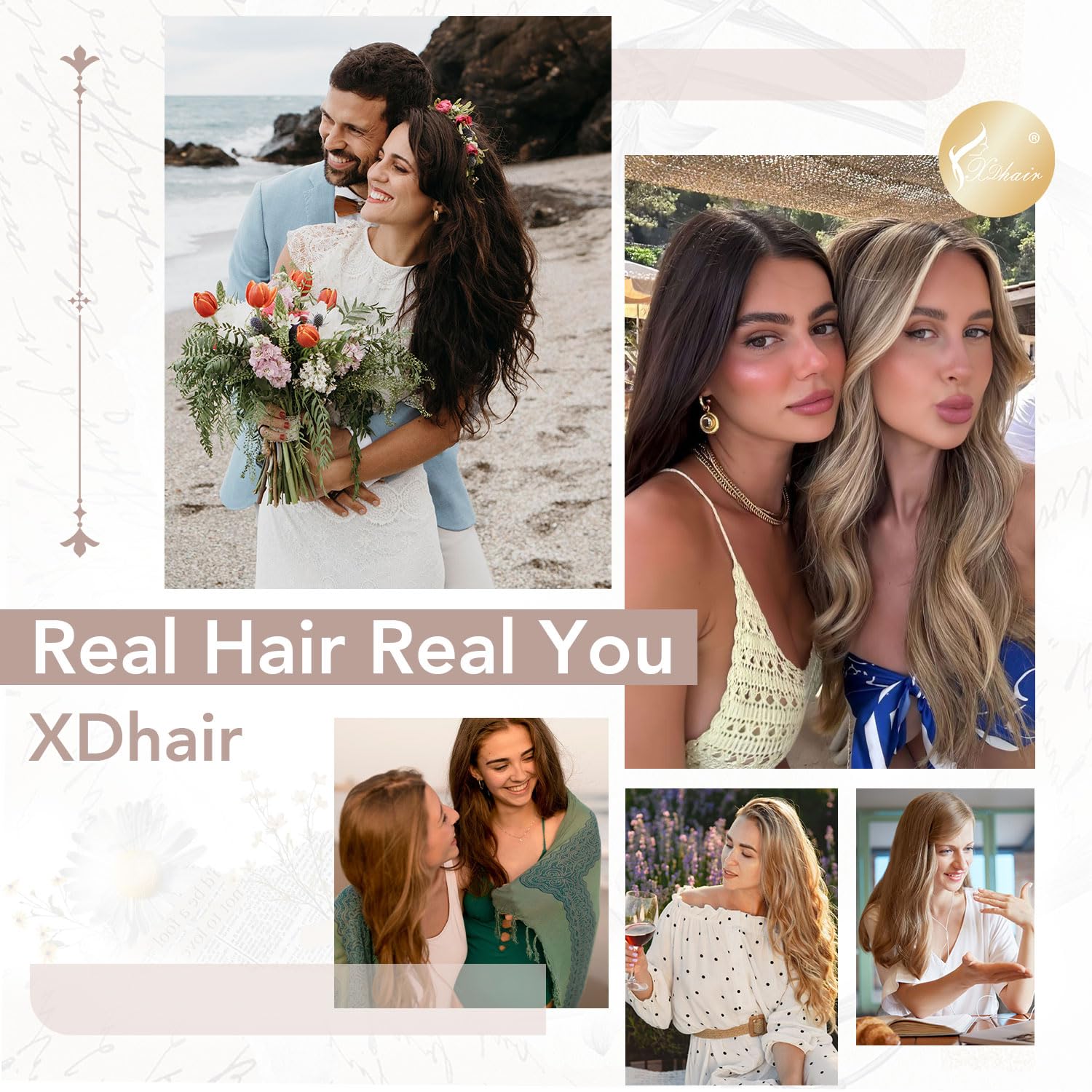 XDhair Clip in Extensions Echthaar Blond Echthaar Extensions | 35cm 100g,Ashblond Highlight Gebleichtes Blond Clip in Remy Haarverlängerungen Echthaar #18P613,14 Zoll 6 Stück