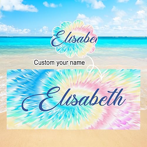 Miniatura 6 de Toalla de playa personalizada con nombre, toalla de playa personalizada de secado rápido para playa, piscina, baño, viajes, toalla de playa de gran