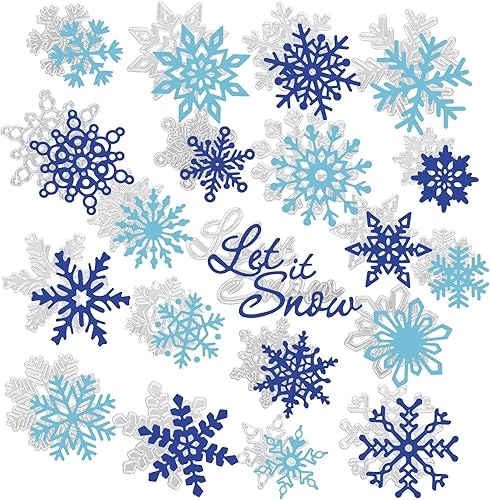 20 piezas de copos de nieve de Navidad troquelados de metal, troqueles de corte de nieve para vacaciones de invierno, plantilla de temporada de