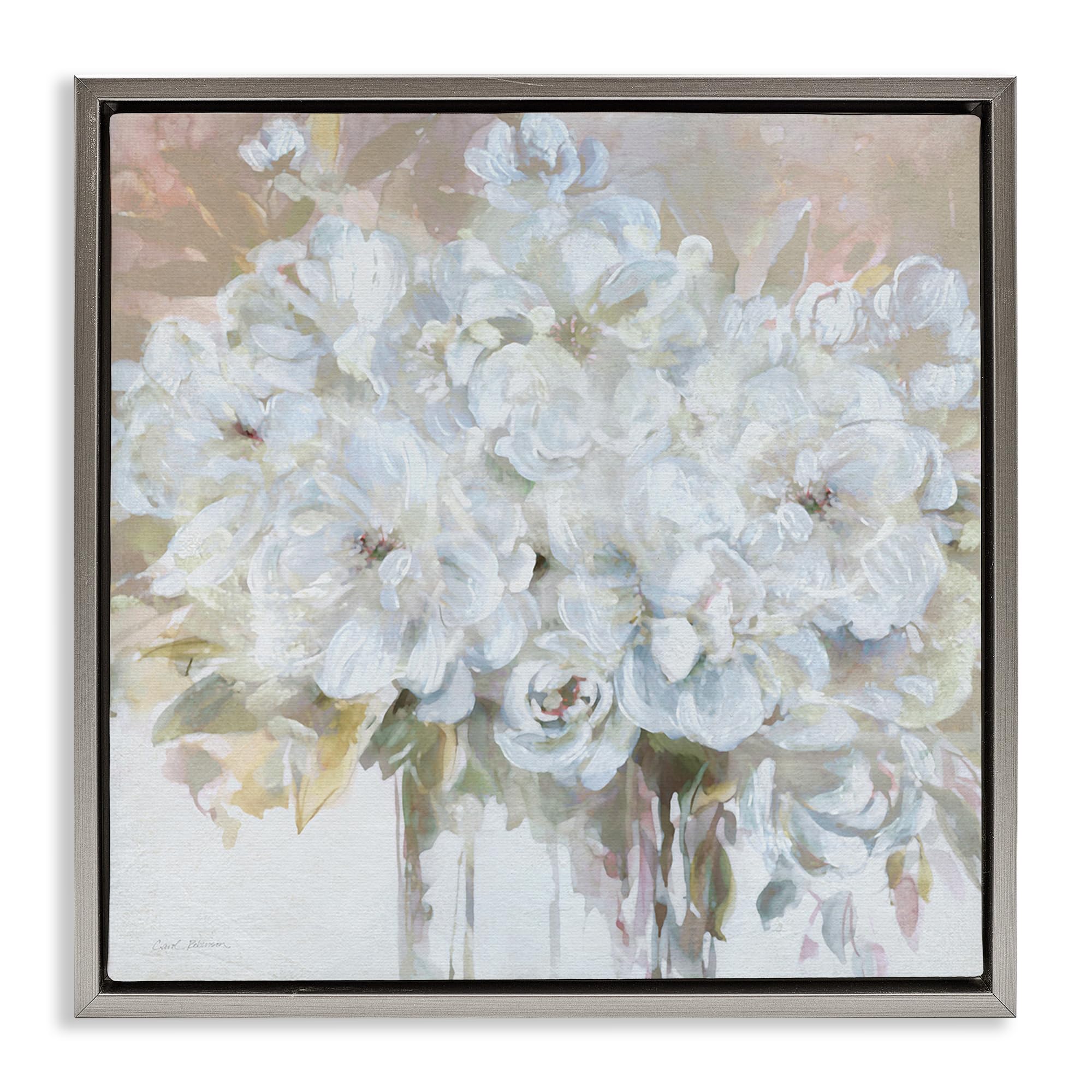 Stupell Industries Luster Gray (Matte) Floral Still Life Serenity, 24 X 24 Inch Canvas In Floater Frame