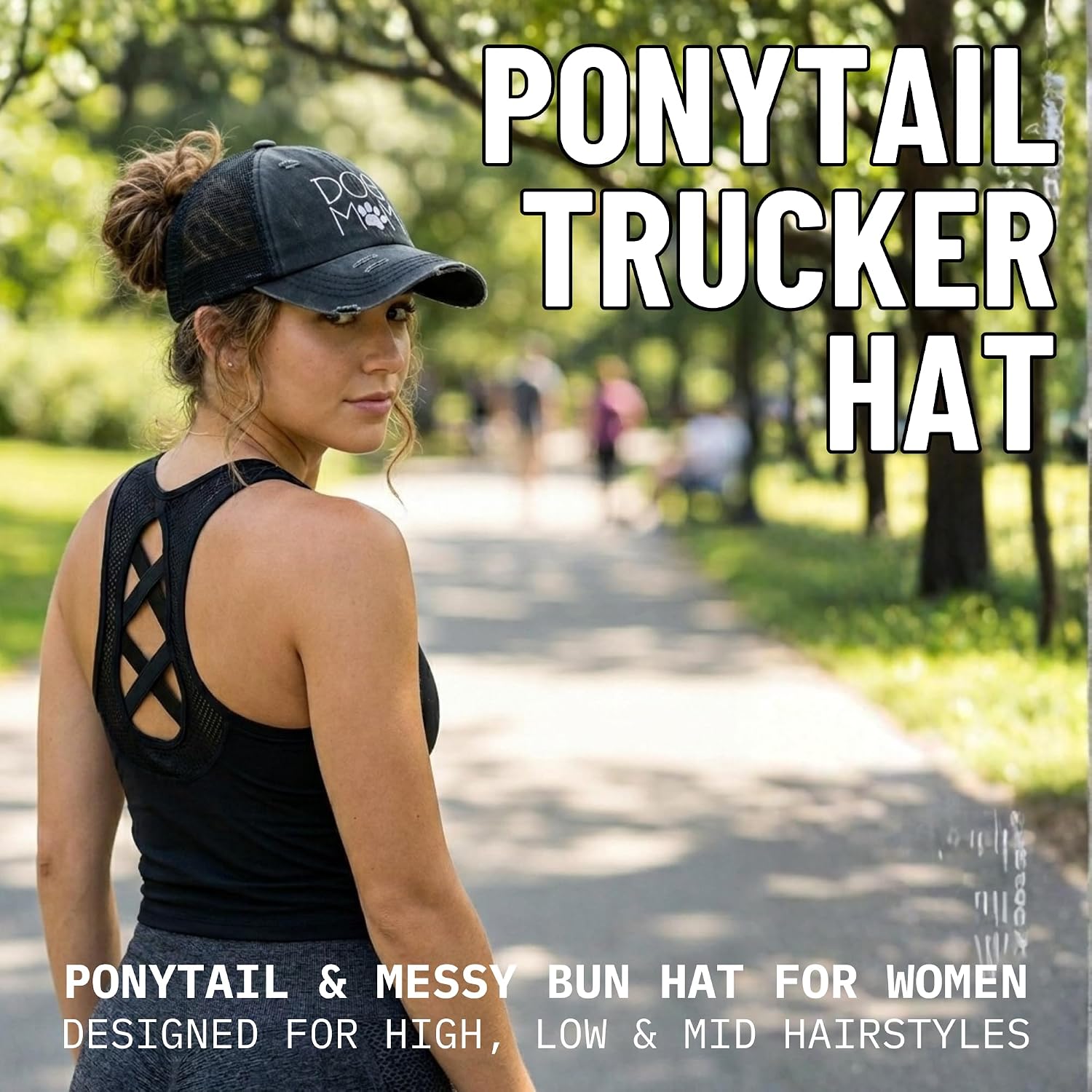 Funky Junque Criss Cross Ponytail Cap, Messy Bun Distressed Baseball Hat image 3
