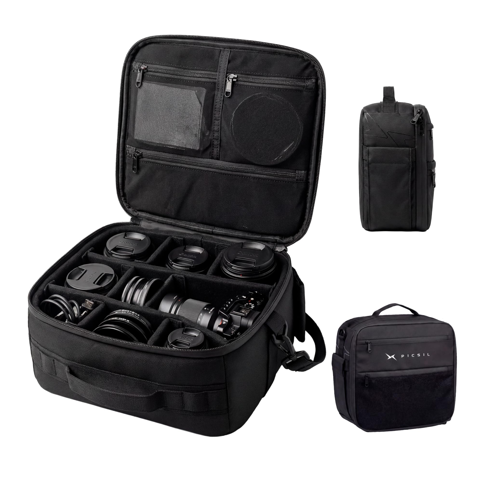 PICSIL Horizon Módulo Fotográfico - Camera Bag Acolchada y Modular 9,8L, Organizador de Cámara y Objetivos, Bolsa de Fotografía Impermeable - Moonless