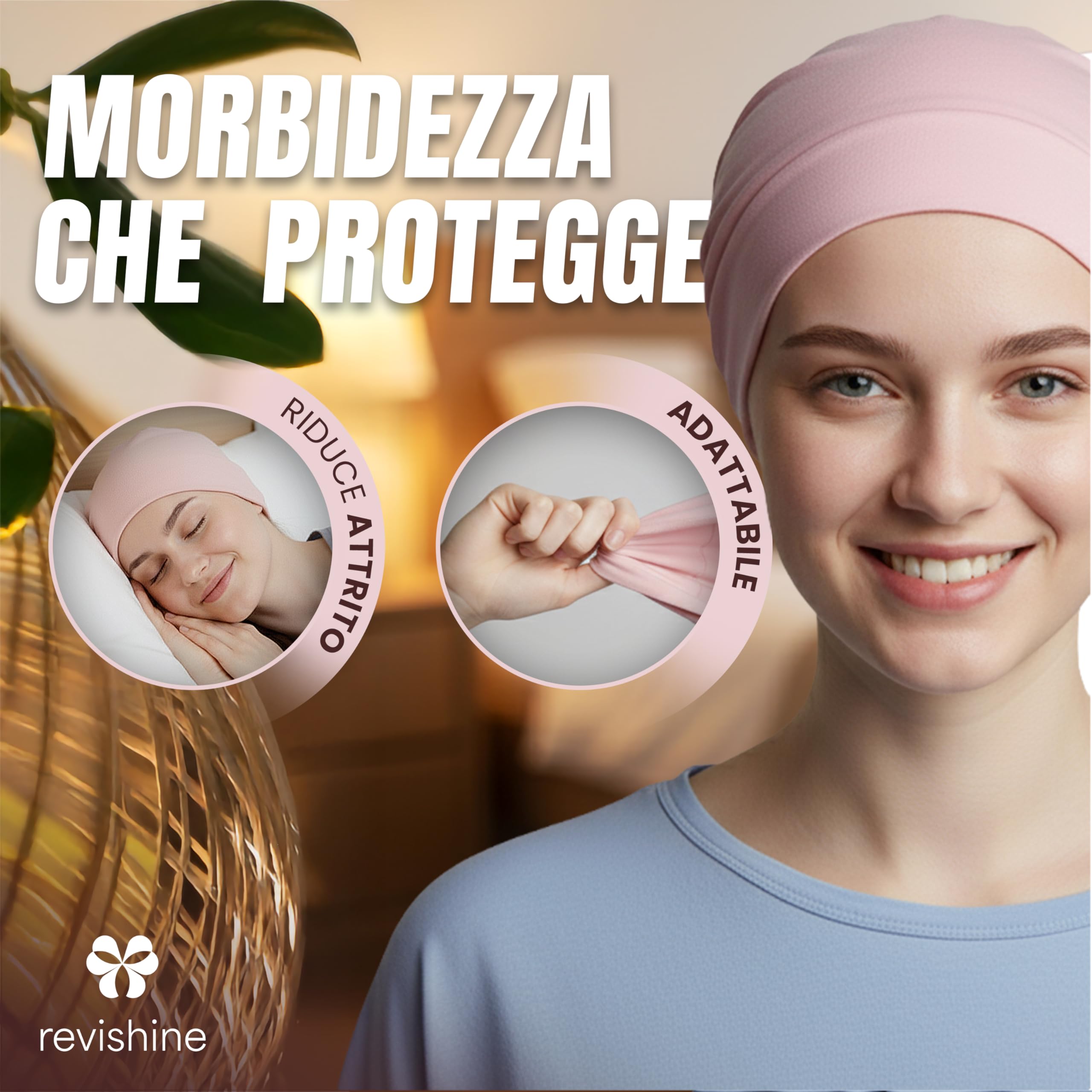 Cuffia Capelli Ricci Notte - Cuffia per Dormire Capelli Ricci, Mossi o Lisci, Anche con i Bigodini - Cappello da Notte Donna in Tessuto Morbido e Confortevole, Rosa