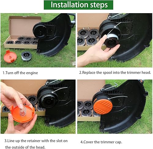Miniatura 6 de YDSL Paquete de 4 carretes de repuesto para recortadora de hilo para Black and Decker AF-100 Carrete de alimentación automática de malezas de 30