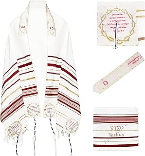 The Blood of Yeshua Jesus Red Tallit Prayer Shawl with Matching Yeshua Tallit Zipper Bag