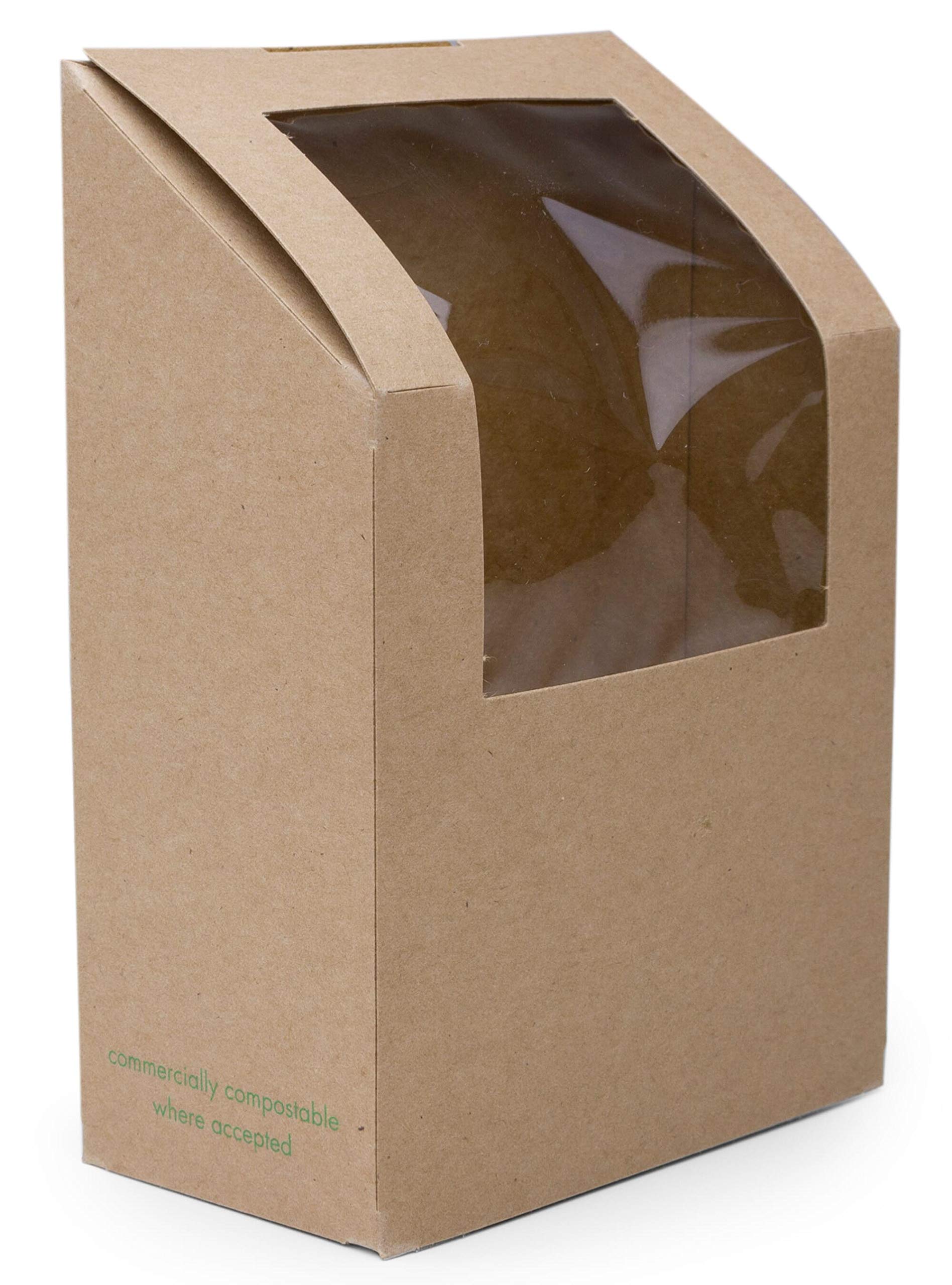 Vegware Brown Compostable Kraft Tortilla Wrap Boxes With Pla Window (500 Pack)