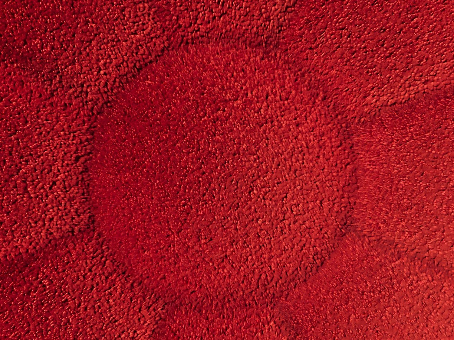 Vente-unique - Pouf Design Fleur en Tissu Bouclette Rouge DELPODA