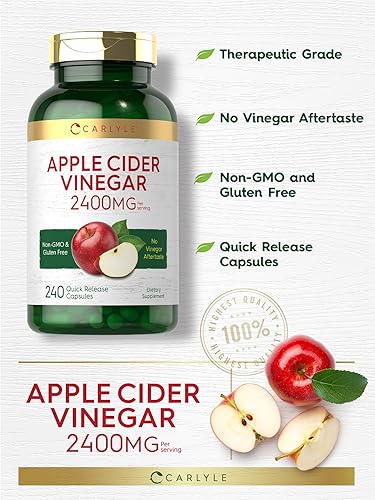 Miniatura 3 de Carlyle Cápsulas de vinagre de sidra de manzana  2400 mg  240 unidades  Suplemento sin OMG, sin gluten