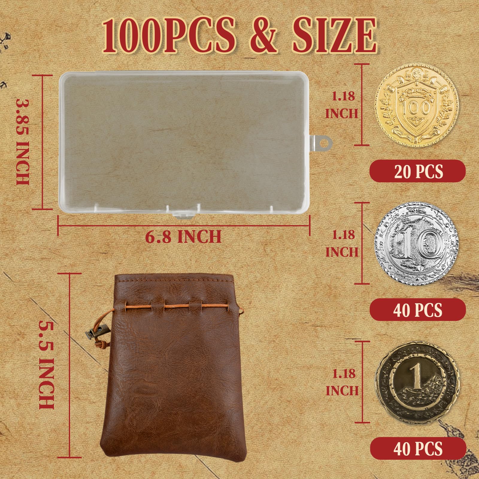 Byhoo 100 PCS Metal DND Coins - Image 2