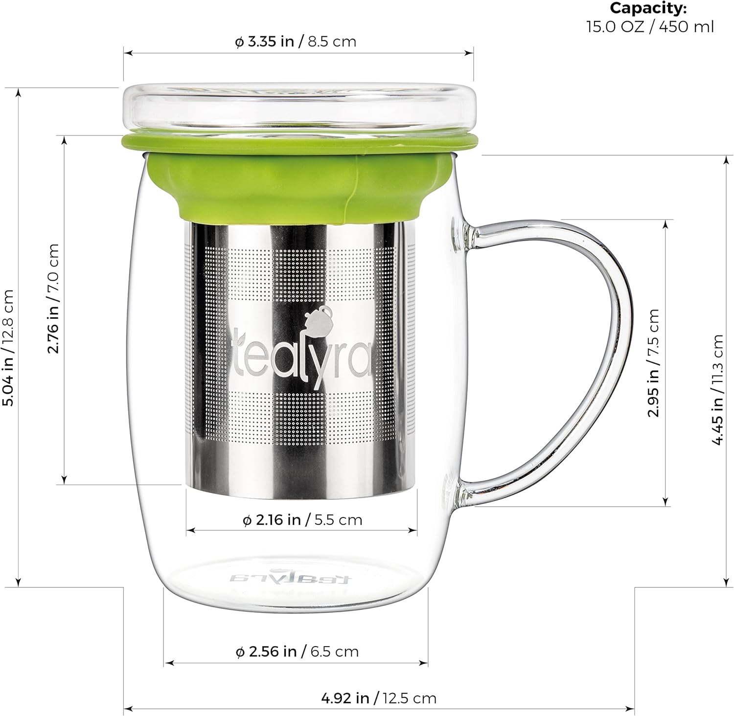 Blасk Frіdау Sаlе 2022 Tealyra - perfecTEA - Infuser Tea Cup - 15.2-ounce - Borosilicate Glass Tea Cup with Lid and Stainless Steel Infuser Basket - Perfect Mug for Office and Home Uses Loose Leaf Tea Steeping - 450ml