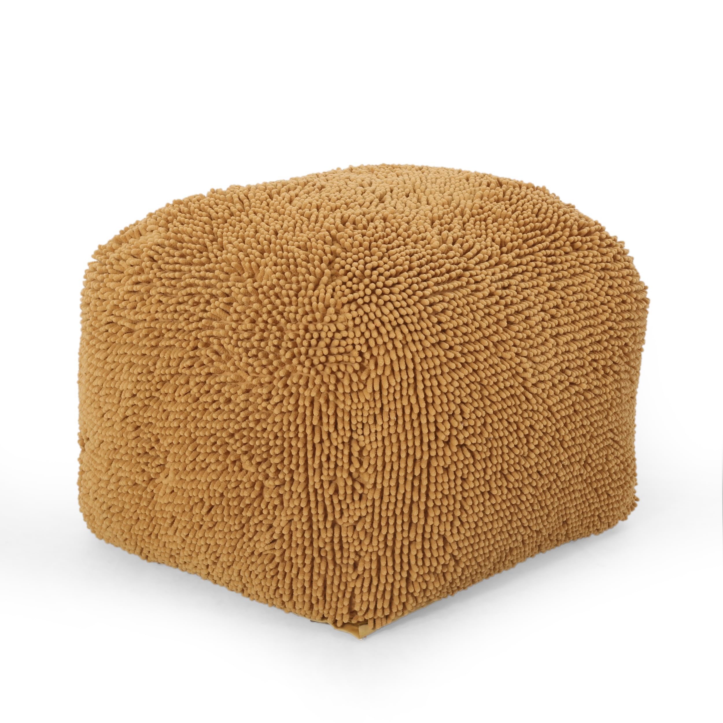 TREATLIFE HOME Spongy Microfiber Square Pouf with Cozy Texture and Colorful Design, Plush Seating for Living Room or Bedroom, Yellow