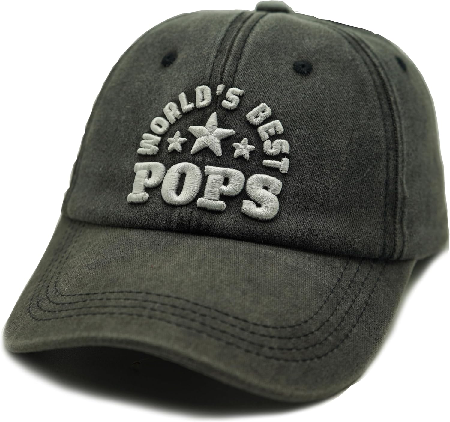 World's Best Pop Pop Pops Hat for Grandpa Uncle, Adjustable Embroidered Cotton Baseball Cap Black - Image 5