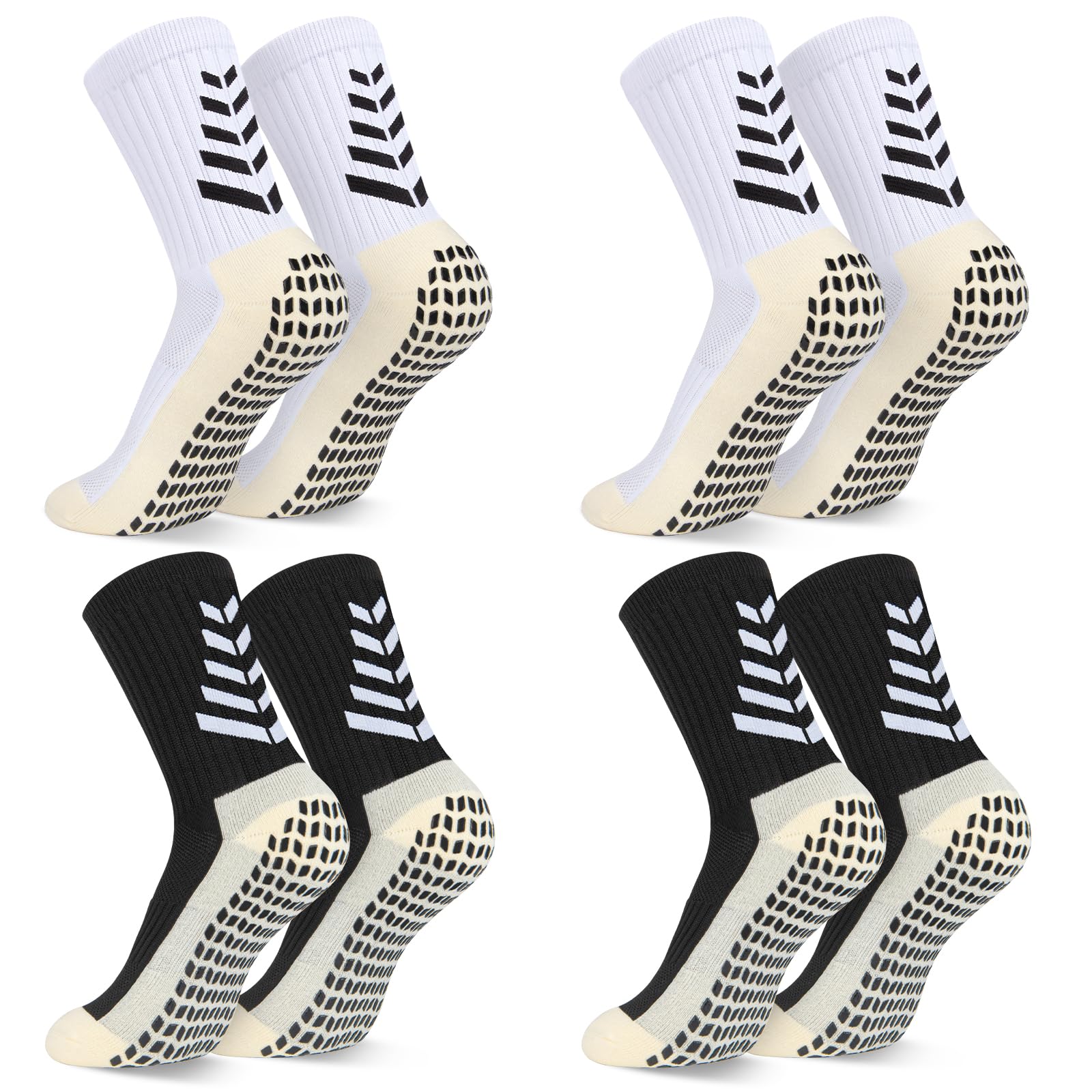 LUROON Calze Antiscivolo Calcio Uomo 37-46, 3/4 Paia Calzini Grip Calcio in Silicone Grip Anti Vesciche Calzini Sportivi Donna Traspirante Calze Antiscivolo Calcio per Ciclismo Trekking