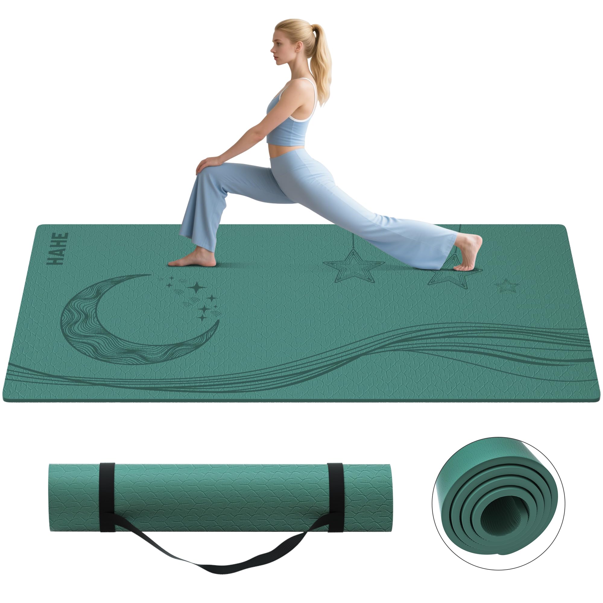 Large Yoga Mat 72x40x0 4Thick Extra Wide Exercise Mat Oversized Non Slip Workout Mat with Strap for Yoga