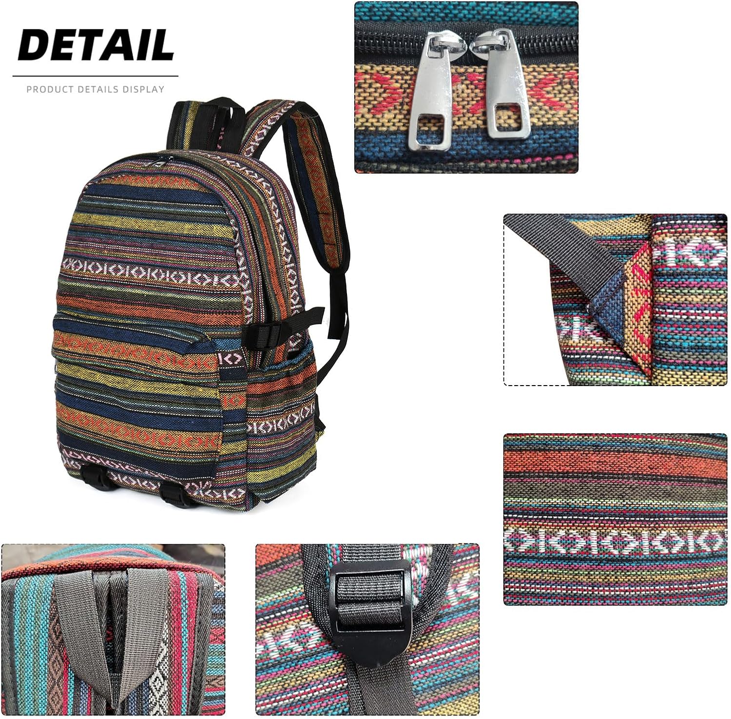 Yaopeing Casual Backpack for Women,Vintage Unique Style Fashion Backpacks Purse, Boho Ethnic Handbag Shoulder Bag,Blue - Image 7