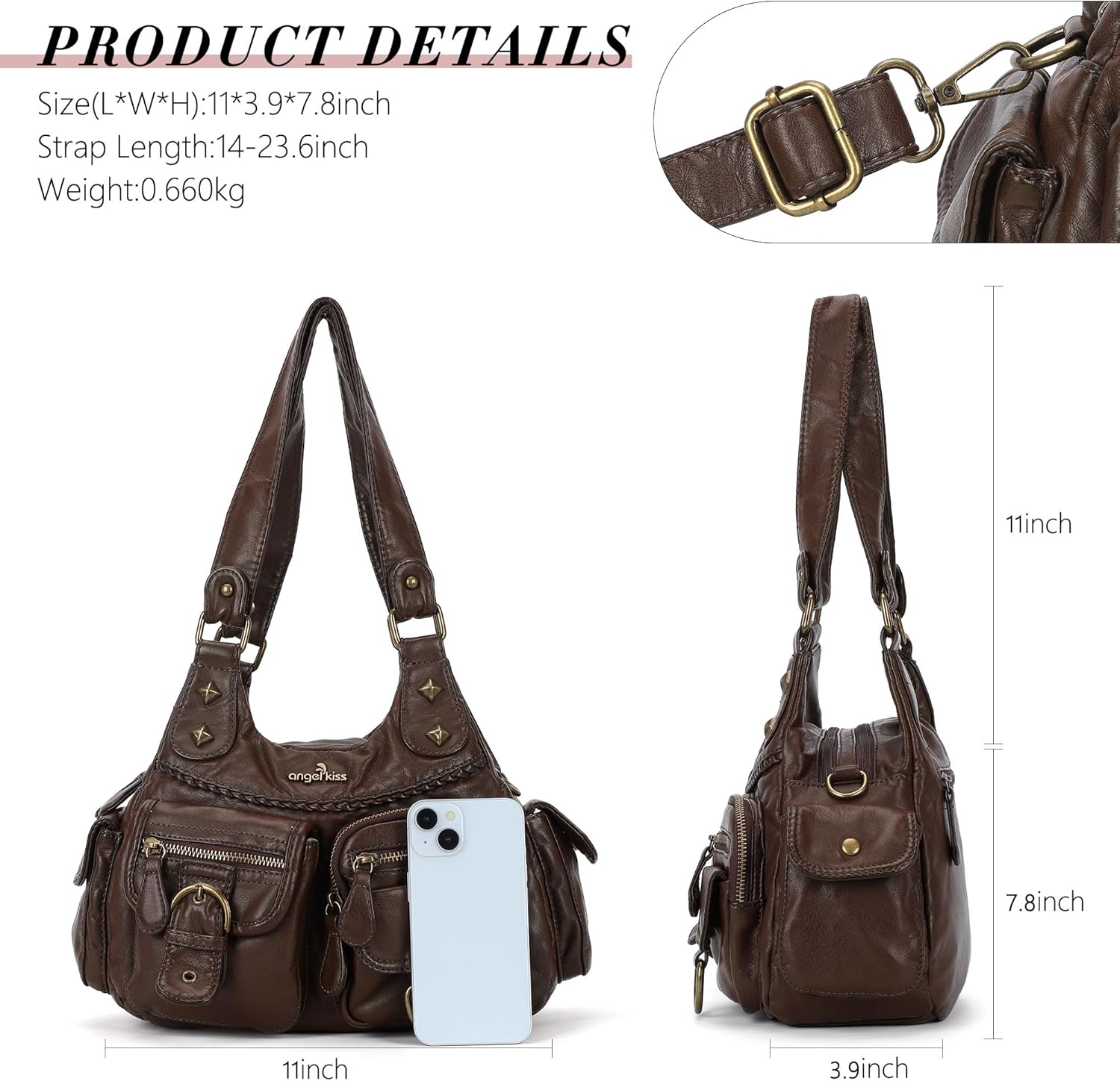 Angel Kiss Hobo Bags for Women Shoulder Bag Shoulder Purses and Handbags Vegan Leather Hobo Handbags Crossbody Bags - Image 4