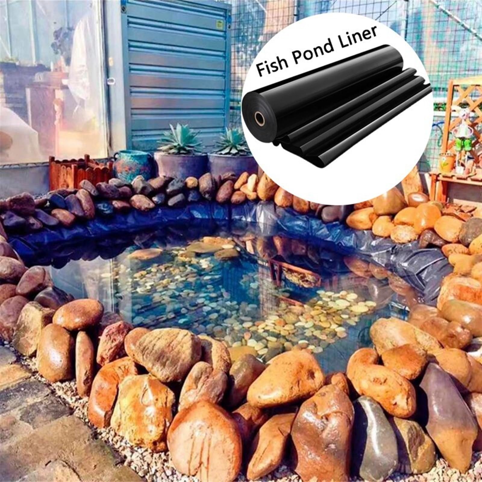 Liner para estanque de jardín Revestimiento for estanque de peces, jardín, paisajismo, piscina, membrana impermeable resistente, película antifiltración for estanque de acuicultura(2x10m,Thickness 0.4