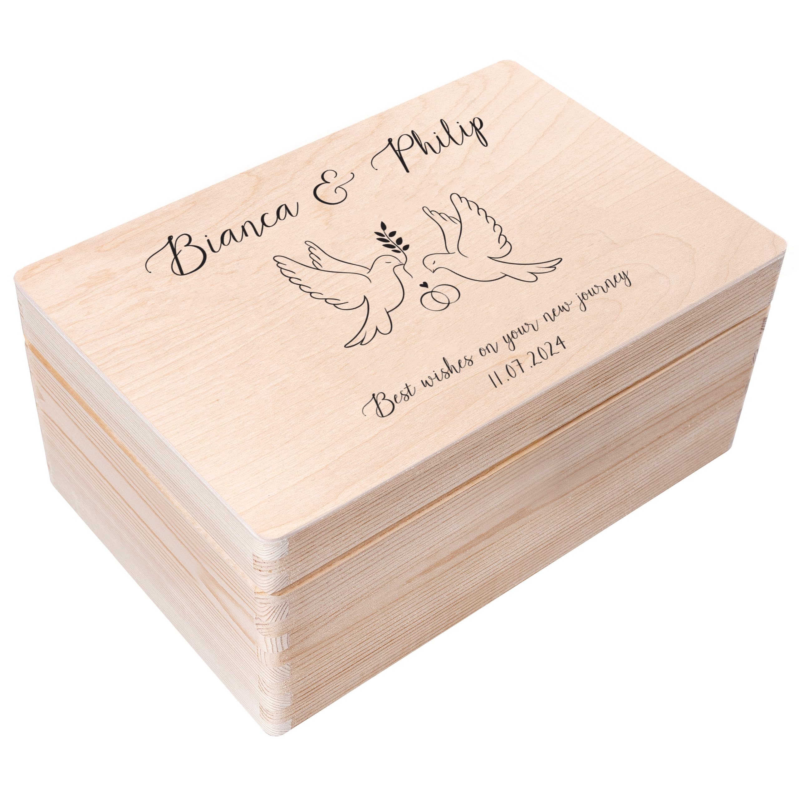 Creative Deco Personalised Wedding Gift | Any Text Gifts for Bride and Groom | Unique Wish Custom Gift Box also for Anniversaries | Customised Wooden Storage Box | Keepsake/Decoration