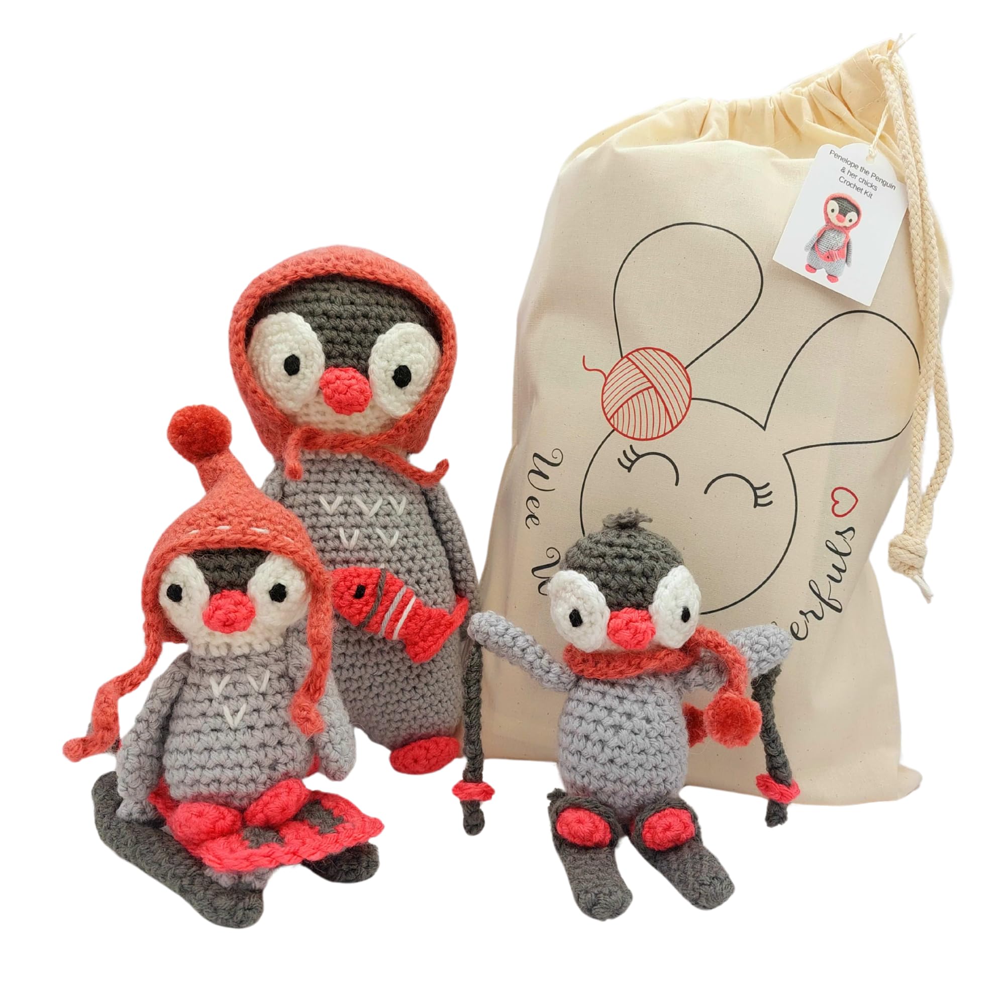 WeeWoollyWonderfuls Crochet Kit - Penelope the Penguin & her Chicks