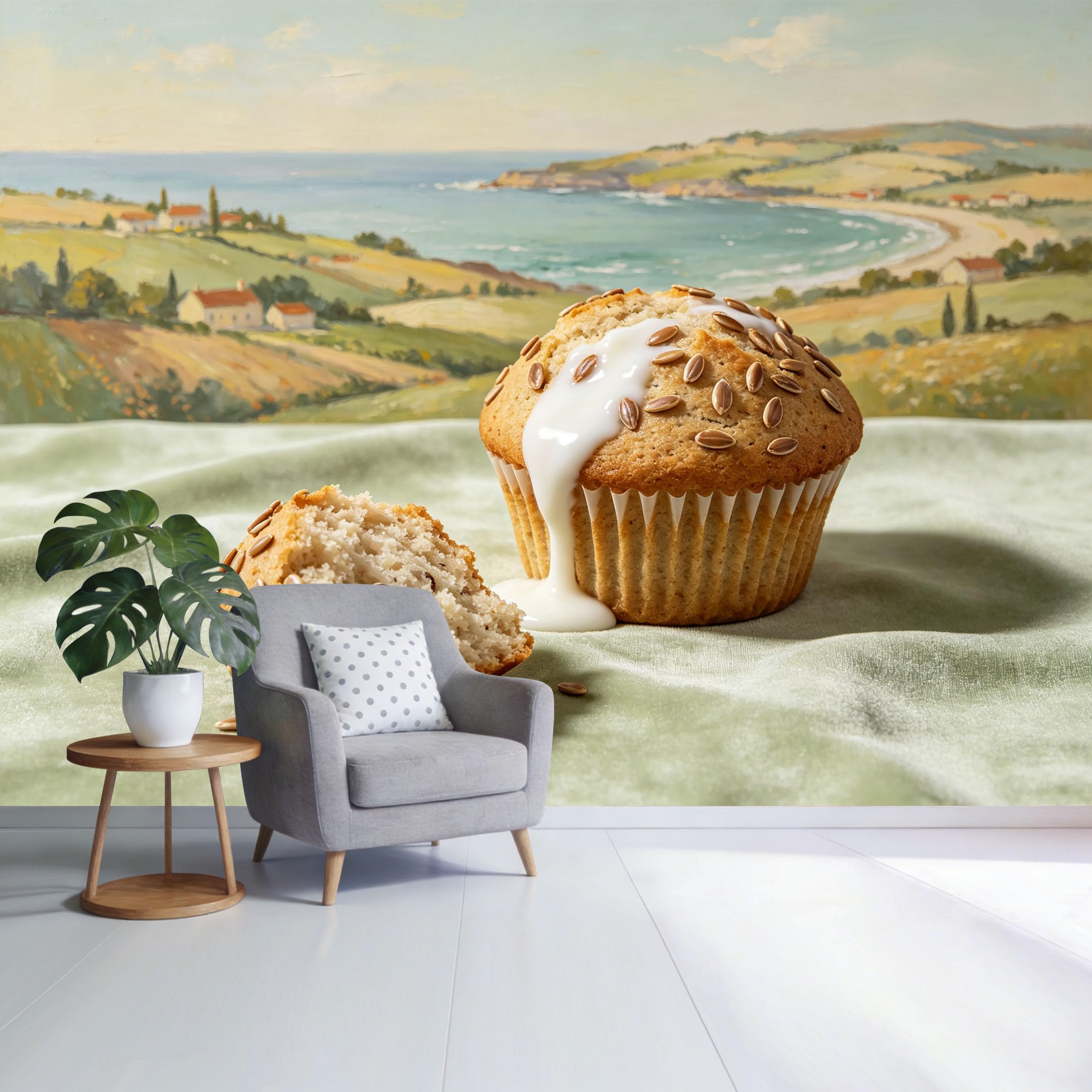 Custom Size Wall Mural Coastal Landscape Ocean View Countryside Painting Style SelfAdhesive Wall Fabric Removable Wallpaper for Home Office Decor