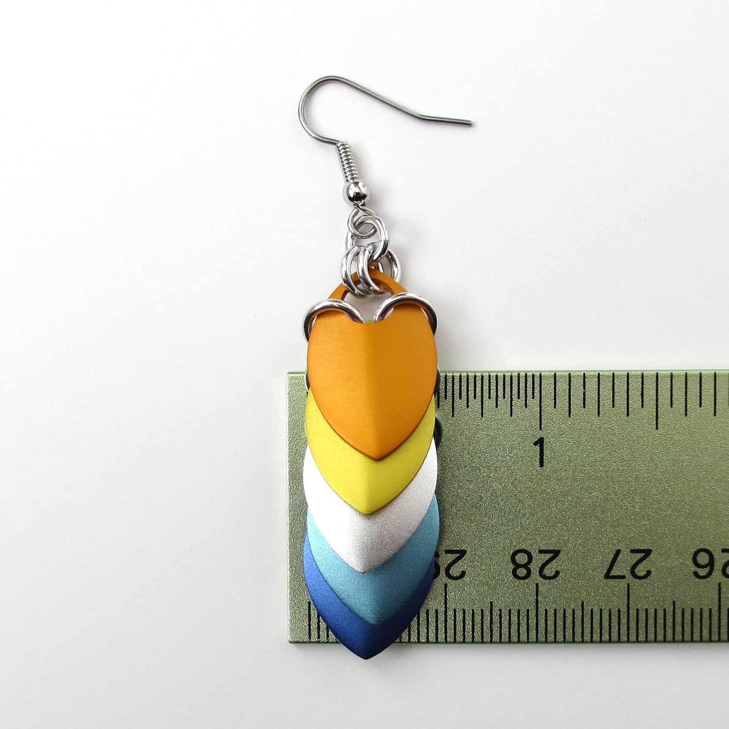 Aroace pride earrings, handmade LGBTQIA chainmail dragon scales jewelry